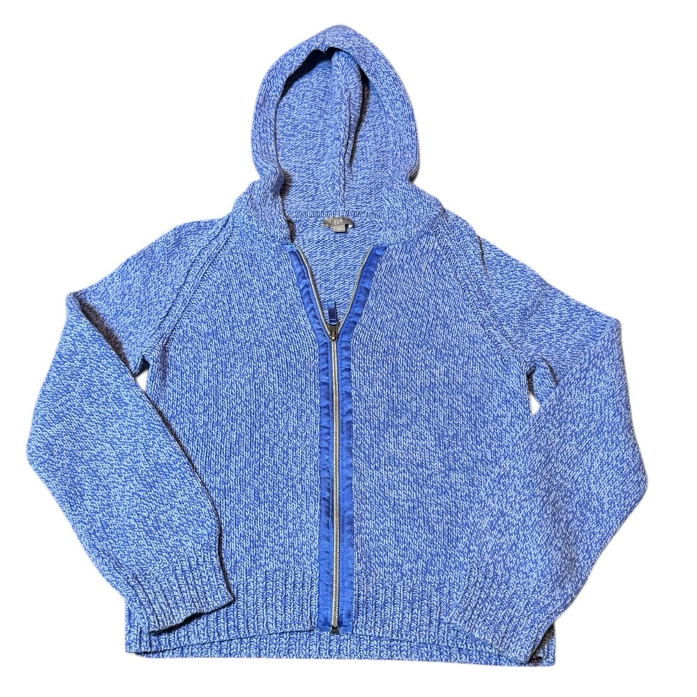 J. Jill Blue Women's Hooded Full Zip Sweater Size Small Blue